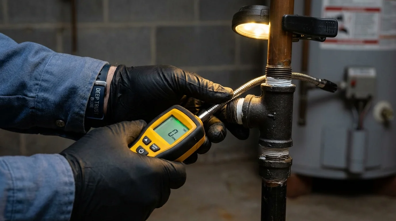 Gas leak detection with electronic sniffer by Johns Plumbing LLC in Cohasset