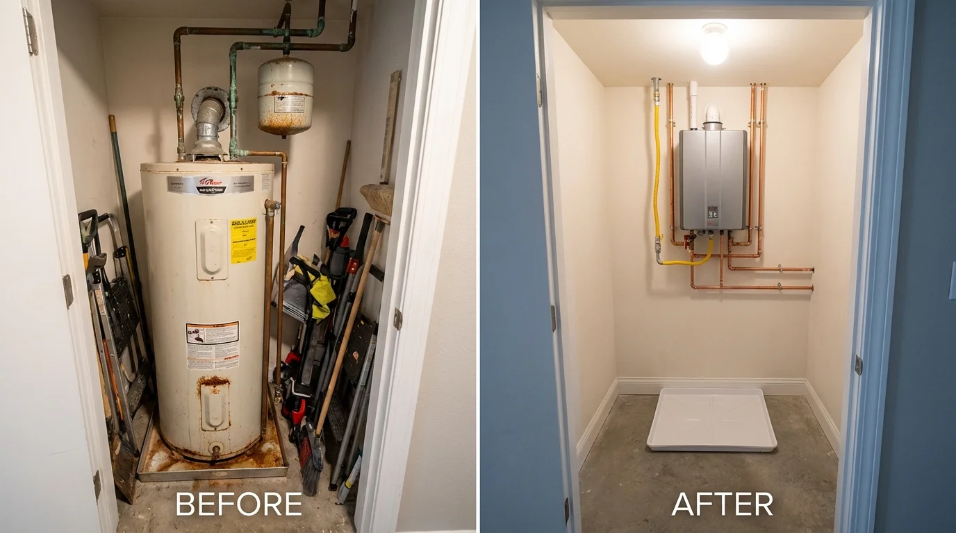 Tank water heater versus wall-mounted tankless unit comparison for Cohasset, MN homeowners