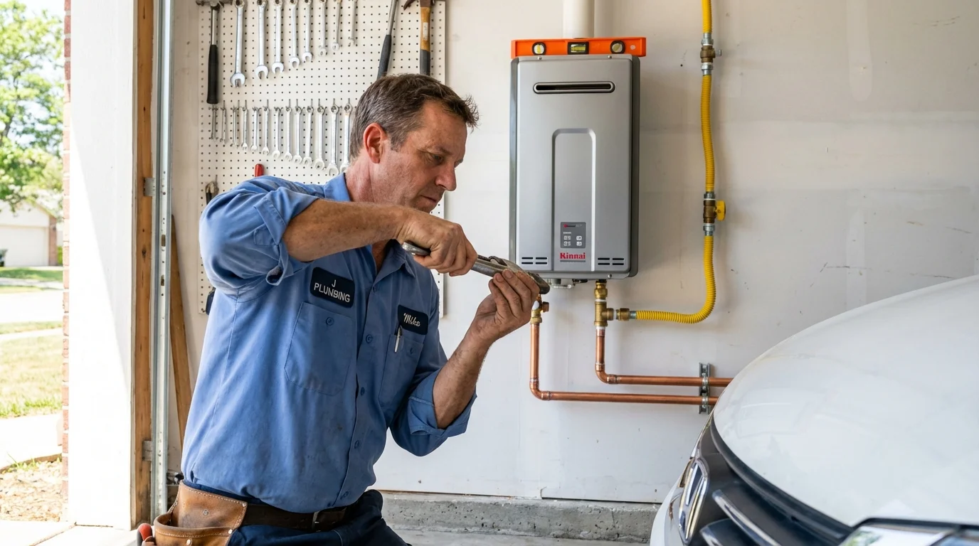 Tankless water heater installation by a Johns Plumbing LLC plumber in Cohasset